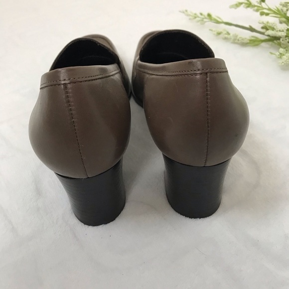 ETIENNE AIGNER Leather Sean Heeled Loafers Size 6 Career Chunky Heel Work - Picture 5 of 8